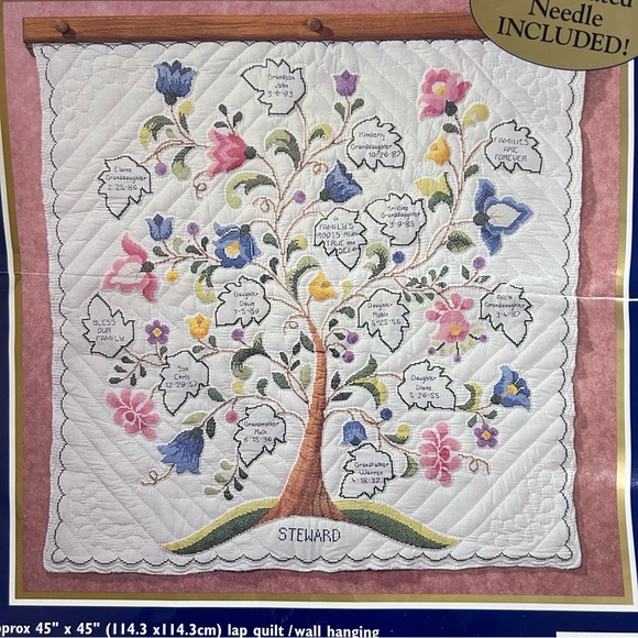 Bucilla Cross Stitch Stamped Quilted Bib and family tree quilt PATTERN only - Picture 3 of 7